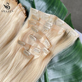 PU Clip Hair Extensions Straight Clip Hair Extensions Blond #613